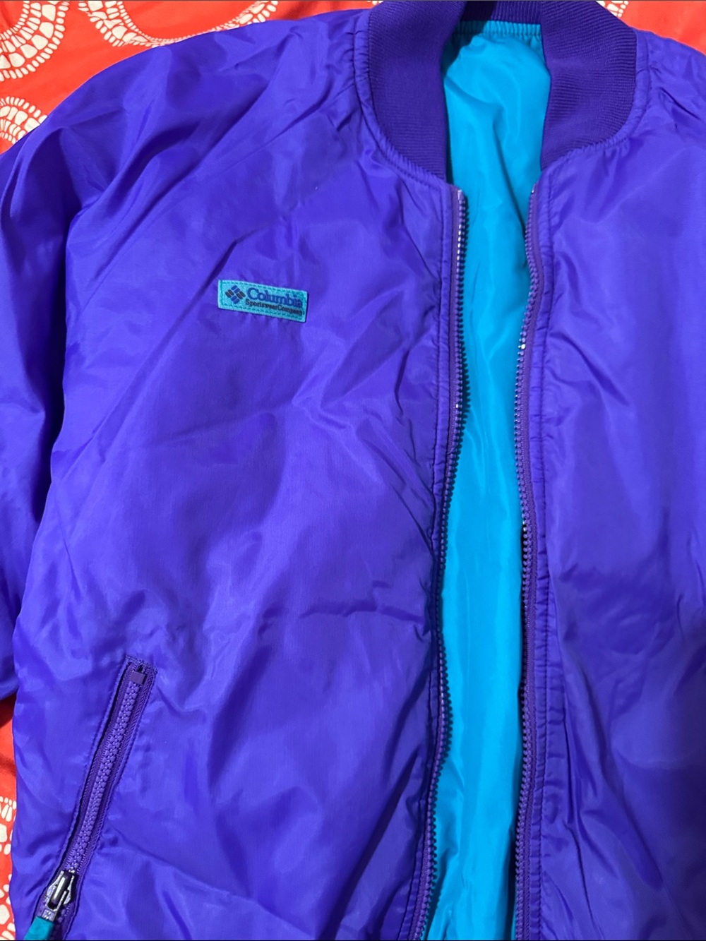 Columbia Purple Kids Puffer Jacket with Teal Lining